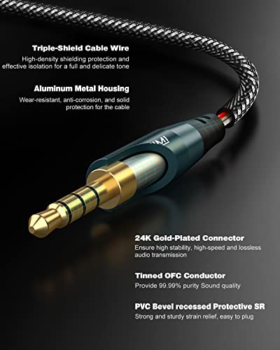 Headphone Splitter (4 Feet) 3.5mm TRRS Male to Two TRRS Female Adapter Compatible with 2 Audio and Microphone Headsets to PC, Laptop, Android, Windows, Smartphones - size: 4 Feet