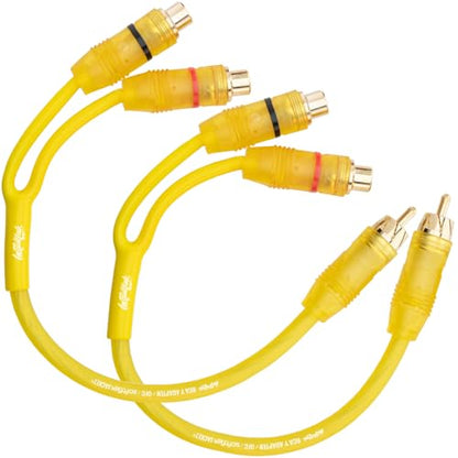Install Link RCA Y Adapter Cable, 1-Female to 2-Male Splitter, 2-Pack (OFC) | Pure OFC Copper, 1ft, Feeds One Stereo Signal to Two Components, for Subwoofer, Home Theater, Car Audio Amplifier, Studio - color: Frosted Yellow, size: 1-Male to 2-Female