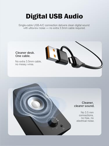 Bluedee Computer Speakers for Desktop PC, Dual Driver PC Speakers with RGB - color: Black