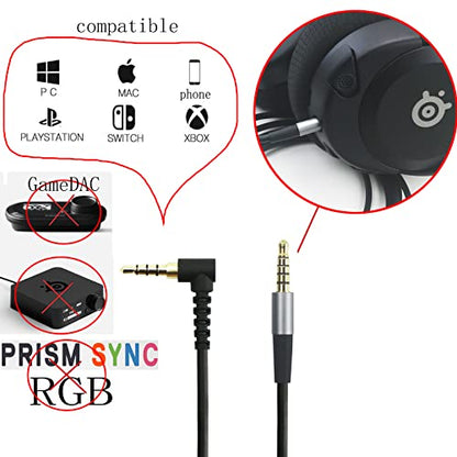 NewFantasia Replacement Audio Cable 3.5mm 5 Pole Male Compatible with SteelSeries Arctis Nova 1, 1X, Pro, 7, 7X, 1P Gaming Headset 1.3meters/4.3feet