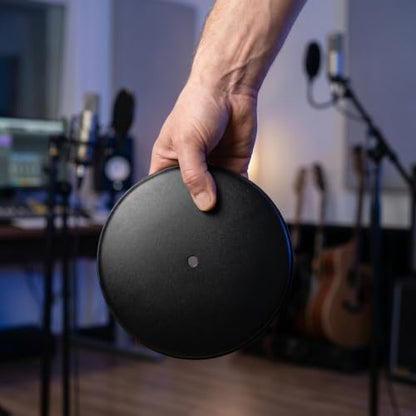 Heavy Duty round Mic Stand Base 7.1 Inch Metal Desktop Microphone Holder with Finely Sprayed Surface, Supports Straight and Boom Arms, Prevents Microphone Tipping for Home Studio