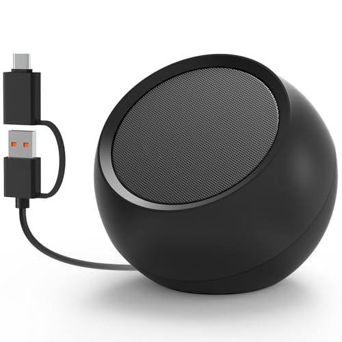 [Single] Computer Speaker for Desktop PC, USB-Powered, Plug-n-Play, Wired, External Speaker for Laptop, with Crystal-Clear Sound, Loud Volume, Rich Bass, Built-in USB-C Adapter for Full Compatibility