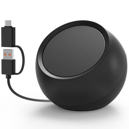 [Single] Computer Speaker for Desktop PC, USB-Powered, Plug-n-Play, Wired, External Speaker for Laptop, with Crystal-Clear Sound, Loud Volume, Rich Bass, Built-in USB-C Adapter for Full Compatibility