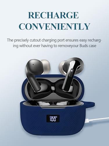 Case Cover for tozo T20 Wireless Earbuds Bluetooth Headphones,Protective Soft Silicone Skin Case Cover Shock-Absorbing Protective Case with Keychain,Lanyard and Cleaning Pen-Blue - color: BLUE