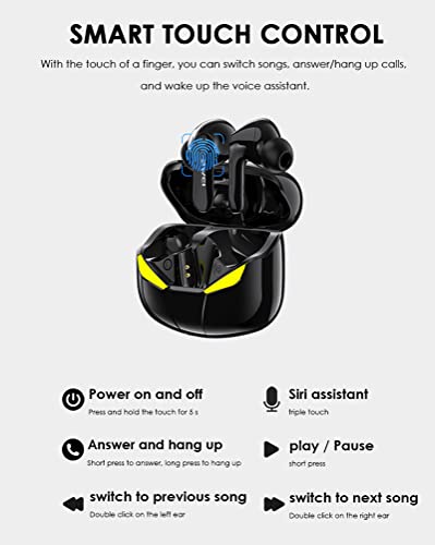 Gaming Earbuds True Wireless Bluetooth 5.1 Gaming Ear Buds with Microphone Deep Bass Hi-Fi Stereo Earbuds 45ms Ultra Low Latency Music Gaming Dual Modes Earphones Waterproof Headphones for PC Laptop