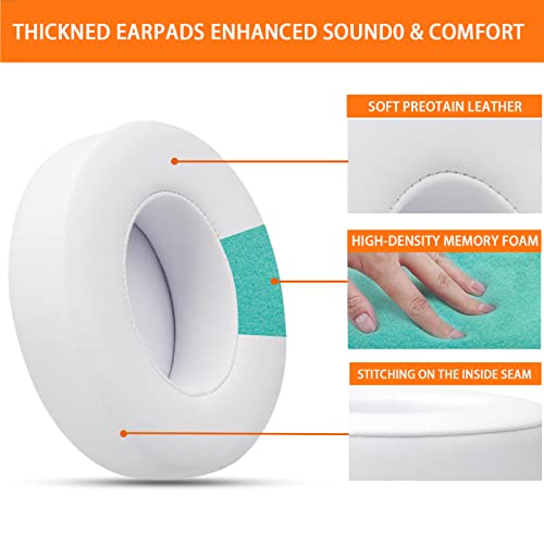 GEVO Replacement Ear Pads for Beats Studio 2 & 3 Headphone Ear Cushions - color: White