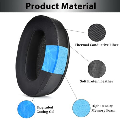 WH-XB910N Replacement Ear Pads, Upgrade Cooling Gel Earpads Cushions for Sony WH-XB910N Noise Cancelling Headphones, Ear Pads Cushions with Soft Memory Foam and Buckle(Black) - color: Black-Upgrade Gel-with net and buckle
