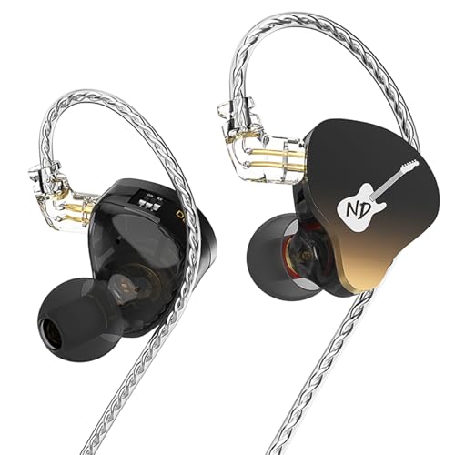 CCA ND DD3 4 Tone Adjustable in Ear Monitor Headphones, Dual Cavity Dual Magnetic Dynamic IEM Earphones, Clear Sound & Deep Bass Earphones Wired, Gaming Earbuds with 2pin Detachable Cable - color: Black, style: Without Mic