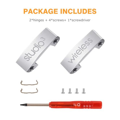 Studio 3 Hinge Replacement Parts as Same as the OEM Accessories Durable Repair Kit Compatible with Beats by Dre Studio3 (A1914), Studio2 Wired/Wireless, Studio Pro (A2924) Headphones (Silver) - color: Silver