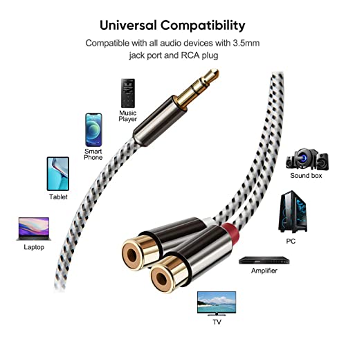 CableCreation 3.5mm Male to 2RCA Female Jack Stereo Audio Cable, 3.5mm to RCA Extension Cable Compatible with iPhone, iPad, MP3, Tablets, HiFi Stereo System, Speaker,3FT/0.92M - size: 3FT, style: 3.5mm Male to 2RCA Female