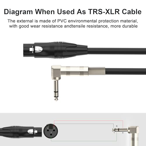 Right Angle 6.35mm TRS to XLR Female，（1.5FT 2Pack） Right Angle 1/4" TRS to XLR 3Pin Female,for Speakers, Stage, DJ and More - style: Right Angle 6.35mm TRS to XLR Female