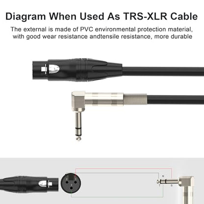 Right Angle 6.35mm TRS to XLR Female，（1.5FT 2Pack） Right Angle 1/4" TRS to XLR 3Pin Female,for Speakers, Stage, DJ and More - style: Right Angle 6.35mm TRS to XLR Female