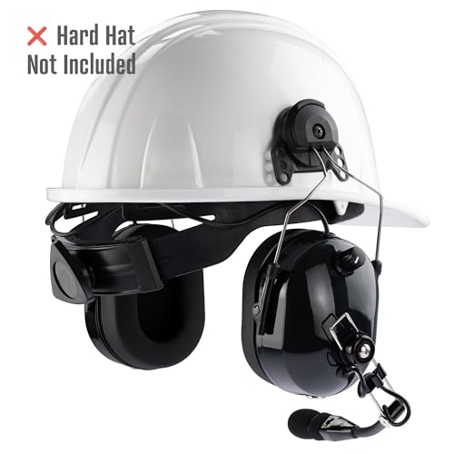 ArrowMax ASH1042-BK-K2 Dual Muff PNR Hard Hat Headset with PTT and Noise Cancelling MIC Compatible with BaoFeng BTECH UV-5R UV-5RA UV-5RE UV-5R3 Kenwood 2-PIN NX-1200 NX-1300 NX-P1200 NX-P1300 NX-3220