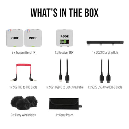 RØDE Wireless GO (Gen 3) – Compact Wireless Mic – Pristine Audio, 32-bit Float Recording, Automatic Level Control, for Phones, Cameras and Computers (White) | 32-bit Float Recording, Automatic Level Control, for Phones, Cameras and Computers (White) - col