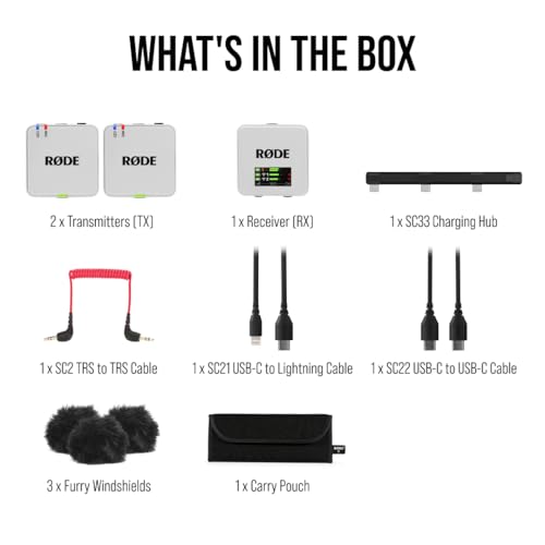 RØDE Wireless GO (Gen 3) – Compact Wireless Mic – Pristine Audio, 32-bit Float Recording, Automatic Level Control, for Phones, Cameras and Computers (White) | 32-bit Float Recording, Automatic Level Control, for Phones, Cameras and Computers (White) - col