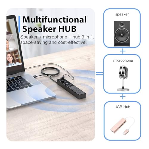 3 in 1 USB Computer Speaker with Microphone, PC Laptop Desktop Conference Speaker with Mic for Smart Home Office and Online Study，360 Degree Enhanced (1-Classic) - size: 6