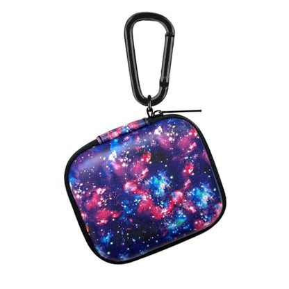 WIRESTER Portable Wireless Headphone Case, Earphone Storage Bag Carrying Case, Earbud Holder with Carabiner Compatible with Raycon Fitness Bluetooth True Wireless Earbuds - Purple Nebula Galaxy - color: Purple Nebula Galaxy