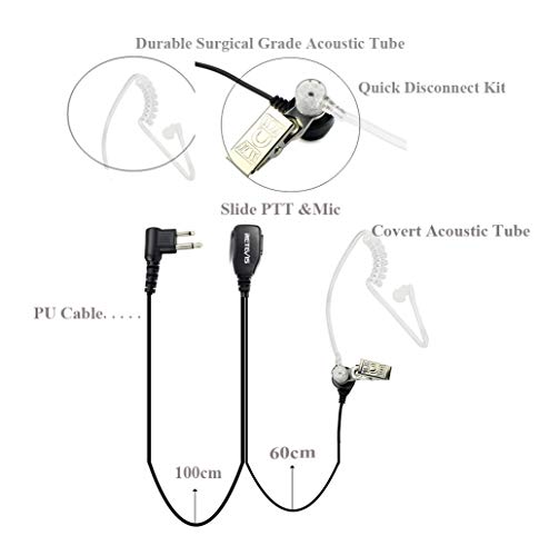Retevis Acoustic Tube Walkie Talkie Earpiece with Mic, 2 Pin(5 Pack) | Compatible with Motorola CP100/CP100D/CP185/CP200/CP200D/ GP300/GP2000/BRP40/DLR1060 Walkie-talkies, Two Way Radio Earpiece