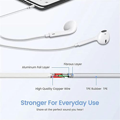 2 Pack Wired iPhone Earbuds/iPhone Headphones/Earphones with 3.5mm AUX Plug | [MFi Certified] with Microphone & Volume Control Earbuds for iPhone/iPad/iPod/Computer/MP3/4/Android Most 3.5mm Audio Devices