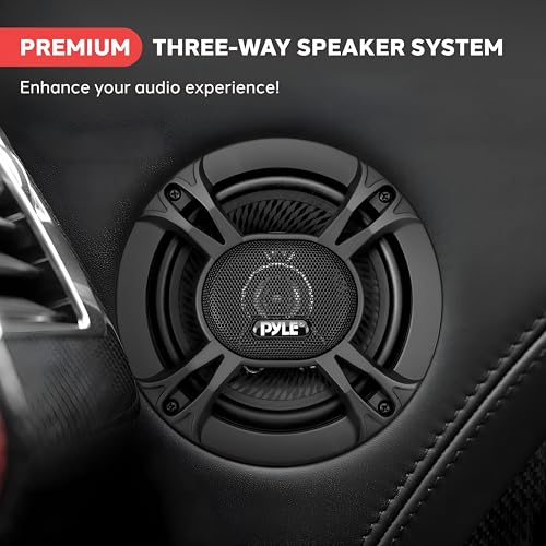 Pyle 3-Way Universal Car Stereo Speakers-300W 6.5” Triaxial Loud Pro Audio Car Speaker Universal OEM Quick Replacement Component Speaker Vehicle Door/Side Panel Mount Compatible PL613BK (Pair), black - size: 6.5