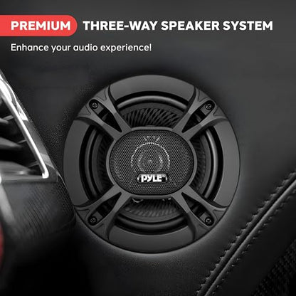 Pyle 3-Way Universal Car Stereo Speakers-300W 6.5” Triaxial Loud Pro Audio Car Speaker Universal OEM Quick Replacement Component Speaker Vehicle Door/Side Panel Mount Compatible PL613BK (Pair), black - size: 6.5