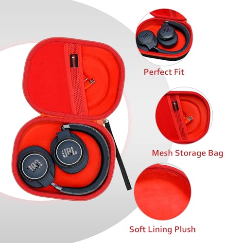 XANAD Hard Case for JBL Tune 720BT/770NC/710BT/760NC/700BT/750BT/510BT/660NC/520BT/500/E45BT and JBL Live 770NC/660NC/650BT/460NC/670NC/400BT/500BT and Wireless Headphone,Orang Red - color: Black Outside+Orange Inside