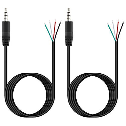 Fancasee 3.5mm 1/8" to Speaker Wire, 2-Pack 6FT TRRS Stereo 3.5mm Male Plug to Bare Wire Pigtail 3.5mm Jack Connector Adapter Repair Audio Cable for Microphone Headphone Headset Earphone Speaker