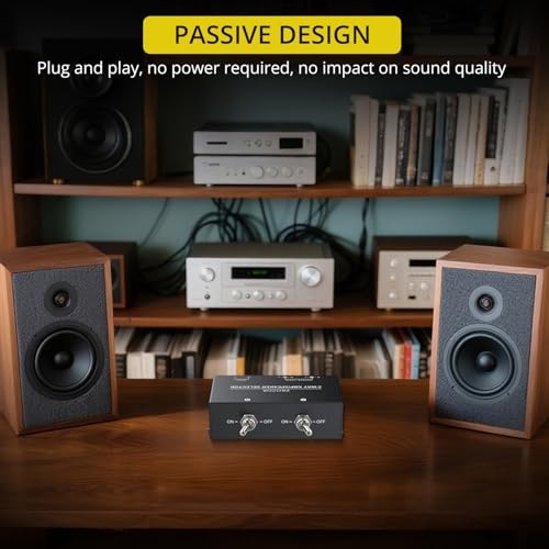 PROZOR 2-Zone Speaker Switch Box Passive Stereo Amp/Speaker Selector | Independent A/B Control, 2-Way speaker switcher selector for Amplifier Receiver 150W RMS per Channel Support 4–16Ω Speakers - size: Spring Clip 2 Zone