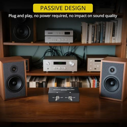 PROZOR 2-Zone Speaker Switch Box Passive Stereo Amp/Speaker Selector | Independent A/B Control, 2-Way speaker switcher selector for Amplifier Receiver 150W RMS per Channel Support 4–16Ω Speakers - size: Spring Clip 2 Zone