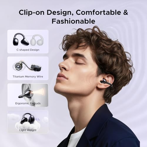 UGREEN ClipBuds Pro Open Ear Earbuds ANC Clip-on Wireless Headphones | Hi-Res LDAC, Adaptive ANC, Spatial Audio, Bluetooth 6.0, 6 Mic, Dual Connect, 32H Playtime, Titanium Wire, IPX5 Waterproof