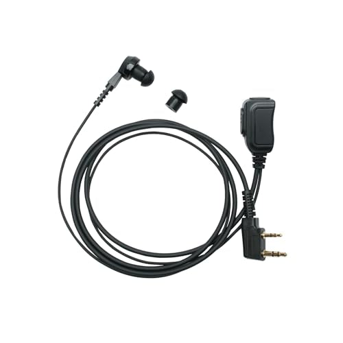 in-Ear Earpiece Compatible with Kenwood TK-3360 Baofeng UV-5RTP | In-ear bud, PTT mic, K1 2-pin; Compatible with TK-3140 TK-3402 BF-888S BF-F8HP UV-5R H-777 RT21 RT7
