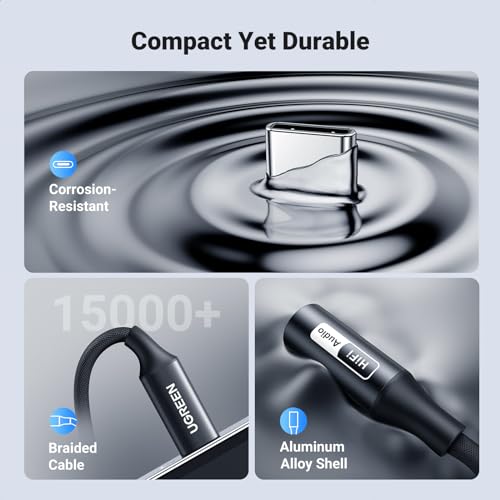 UGREEN USB C to 3.5mm Audio Adapter, Hi-Res 32bit/384KHz Type C Aux Dongle | Compatible with iPhone 17 Pro Max/17/16/15 Galaxy S26 Ultra S25 S24 S23 A55 A56 iPad Air 11/13 Pixel 10/9/8