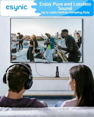 eSynic 192KHZ HDTV ARC/eARC to Old Optical Soundbar Converter-USB Power | 7 ft Long Compact Cable Design-Easy to Setup-Support PCM/Dolby5.1/DTS 5.1 Audio Formats-Necessary to Setup On TV - size: 7 ft Cable Long