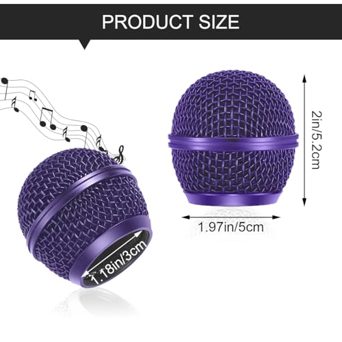 Microphone Head Replace, Steel Mesh Mic Grille Heads, Grille Mic Ball Replacement with Inner Foam, Fits for SM58 (Purple, 1 pcs) - color: Purple, size: 1 pcs
