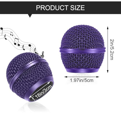 Microphone Head Replace, Steel Mesh Mic Grille Heads, Grille Mic Ball Replacement with Inner Foam, Fits for SM58 (Purple, 1 pcs) - color: Purple, size: 1 pcs