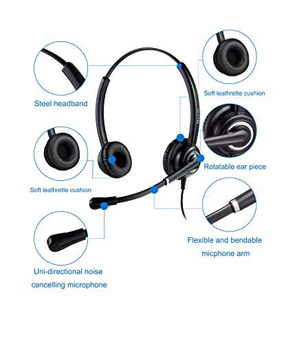MAIRDI Cell Phone Headset with Microphone Noise Canceling, PC Laptop Headset 3.5mm Jack for Office Work, Phone Headset for iPhone Computer Samsung Androids Tablets Skype Teams Video Conference - style: Duo 612D