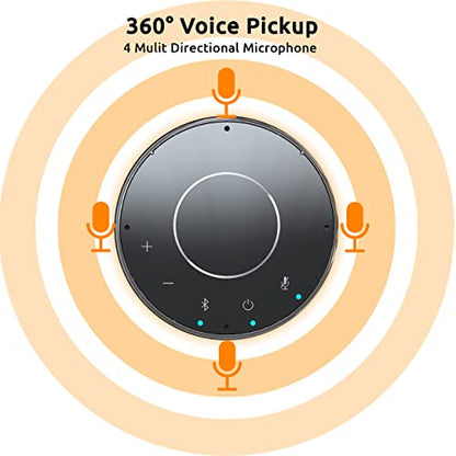TOUCAN S100 Conference Speakerphone, 360 Voice Pickup, Wireless & USB Speakerphone with AI Noise Reduction, Plug and Play for Zoom, Teams, Home Office Meetings