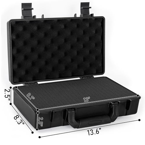 TORIBIO Hard Carrying Case with Foam, Shockproof Storage Box 13.6"x8.3"x2.5" - size: 13.6" x 8.3" x 2.5"