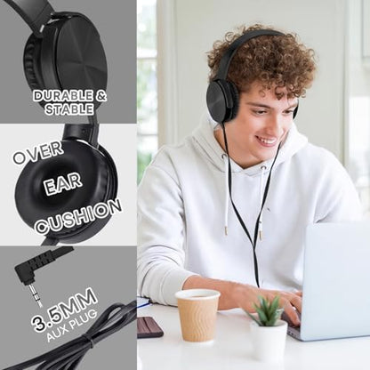 10 Pack Classroom Headphones Bulk,Wholesale School Durable Wired Earphones for Students,Kids,Children Toddler Teen Boys Girls and Adult(LS450,10 Black) - color: Black, size: 10 Pack