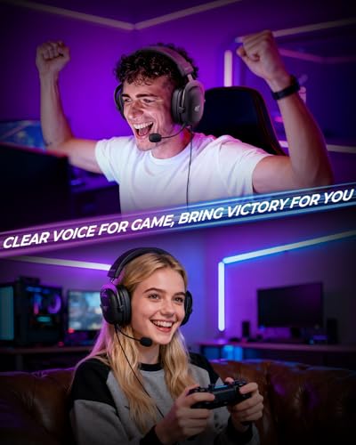 havit H2002d Gaming Headsets for PS4,PC, 53MM Drivers Surround Sound PS5 Headset with Mic Gaming Headphones with Mic Durable Aluminum Frame Valentines Gifts for Men