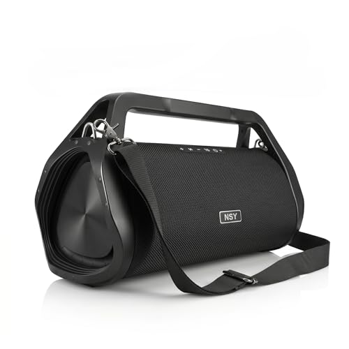 80W Jobsite Bluetooth Speaker w/Built-in Handle & Strap | IP66 Waterproof Dustproof Portable Boombox, 24H Playtime, No-Distraction Design, TWS for Construction Site, Workshop, Outdoor