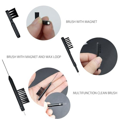 10 PCS Hearing Aid Cleaning Kits Hearing Amplifier Brush Tools Earbuds Headphones Airpods Cleaner Brush Kits with Case - color: Black&white