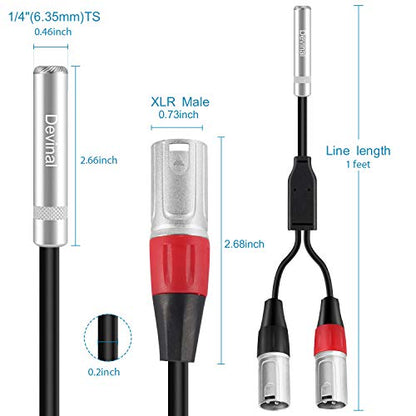 1/4 inch Female to Dual XLR Breakout Cable, 6.35mm TRS to 2 XLR Male Audio Converter, 1FT Y Splitter Cord Wire - color: XLR Male