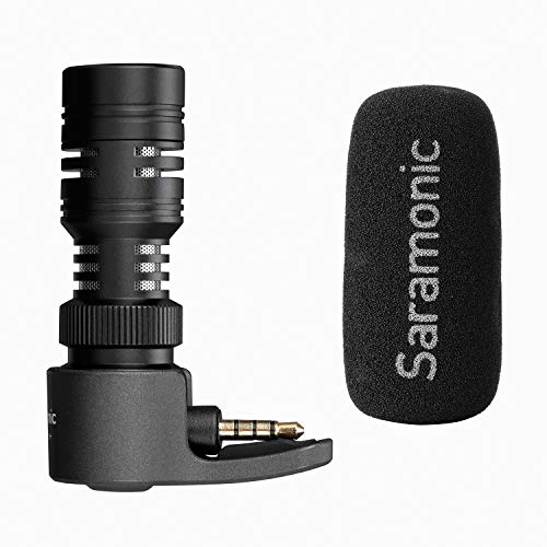 TRRS Plug and Play Directional Microphone, Saramonic Video Shotgun Mic with Monitor for iPhone8 7 6 Android & Windows Smartphones,for Youtube,Interview,Studio,Video Recording,Vlog,Noise Cancelling Mic | Cardioid directional microphone with 3.5mm TRRS plug