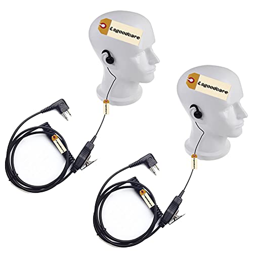 Lsgoodcare 2 Pin Swivel Earpiece Earhanger Earhook Headset with 180 Degree Swivel Earphone (PTT and Mic) Compatible for Motorola CLS1410 CP200 CP88 CP100 CP040 Walkie Talkie 2 Way Radio, (2pcs)