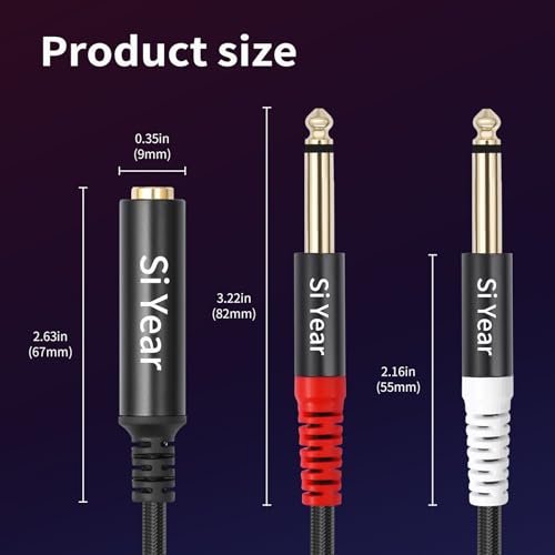 1/4" Stereo to Dual 1/4" Mono Splitter Cable, 6.35mm (Quarter inch Female TRS to 2 x 1/4 Inch Male Y Splitter Breakout Cable Patch Cord (1ft/30cm) - color: 6.35F-2X6.35-30cm