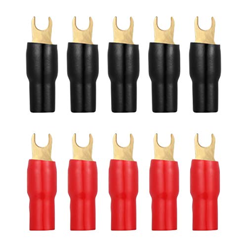 WINOMO 5 Pairs 4 Gauge Strip Spade Terminal Spade Fork Adapters for Speaker Wire Cable