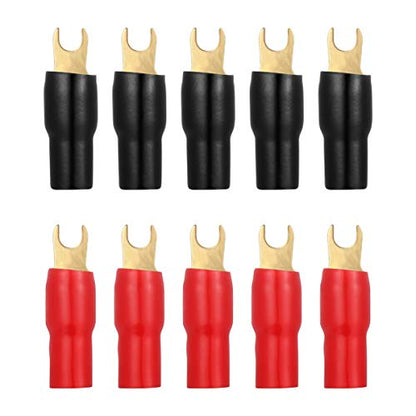 WINOMO 5 Pairs 4 Gauge Strip Spade Terminal Spade Fork Adapters for Speaker Wire Cable