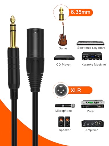 1/4" to XLR 3Pin,6.35mm TRS to XLR Male Balanced Microphone Patch Cable | Quarter inch TRS Plug to XLR For Amplifiers,Mixer,Speaker,Guitas,Studio Monitor,3~50ft - size: 3FT-1pcs