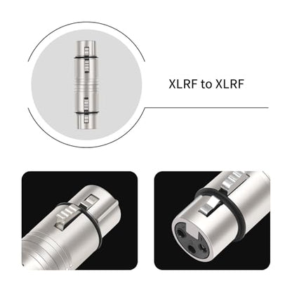 XLR Female to Female, XLR 3 Pin Female to 3 Pin Female Adapter,Mic XLR Audio Adapter,XLR 3-Pin Gender Changer Microphone Cable Adapter-2Pack - color: grey